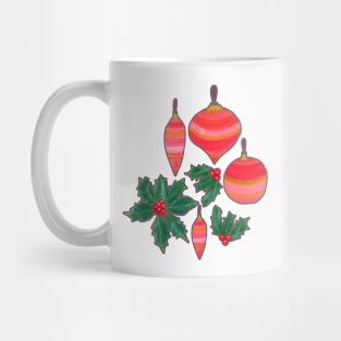 Striped Ornaments and Holly Mug